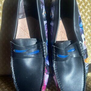 Robert Graham Black Sunbury Print Leather Penny Driving Loafers